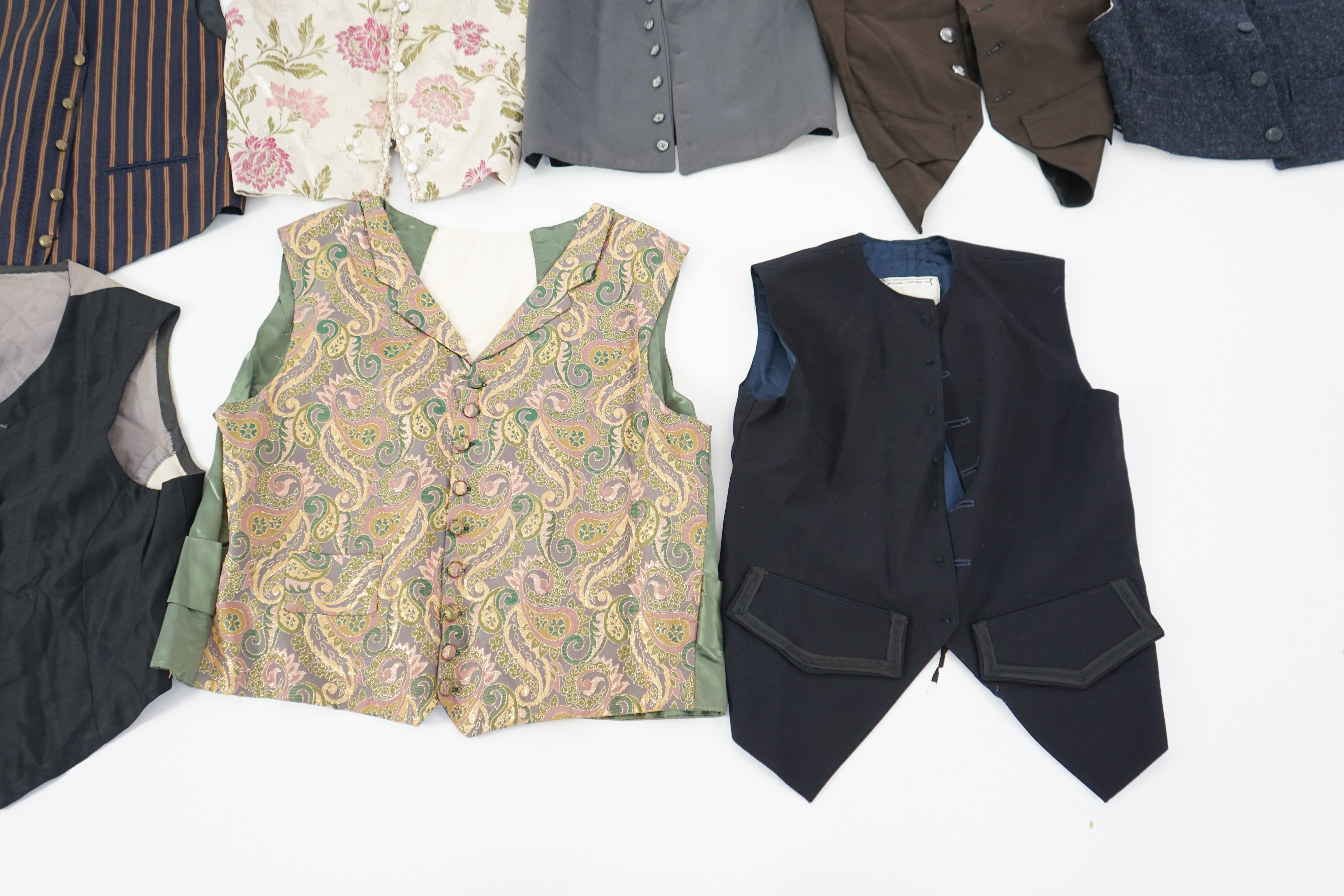 Eight men's assorted period waistcoats. Ex Pavilion Opera Sale